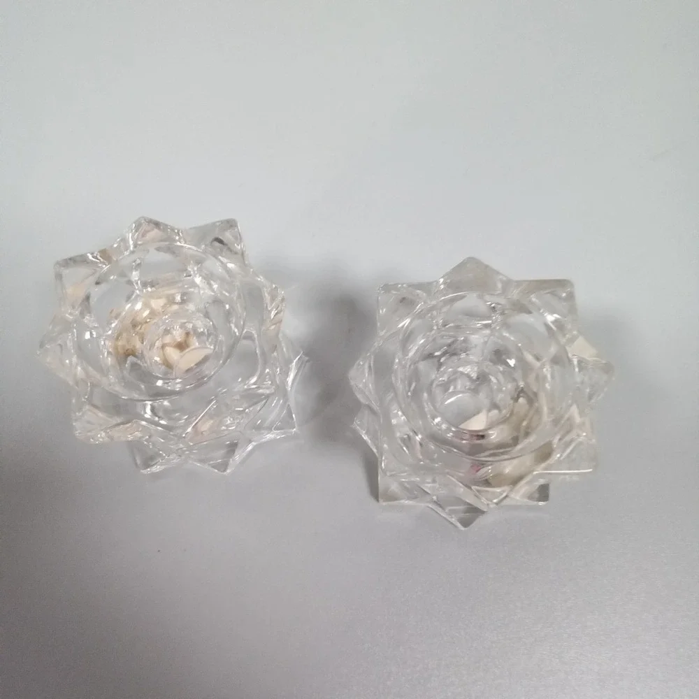 Mikasa Sparkling‎ Star Crystal Votive Candle Holders Pair QQ227/839 Japan Clear